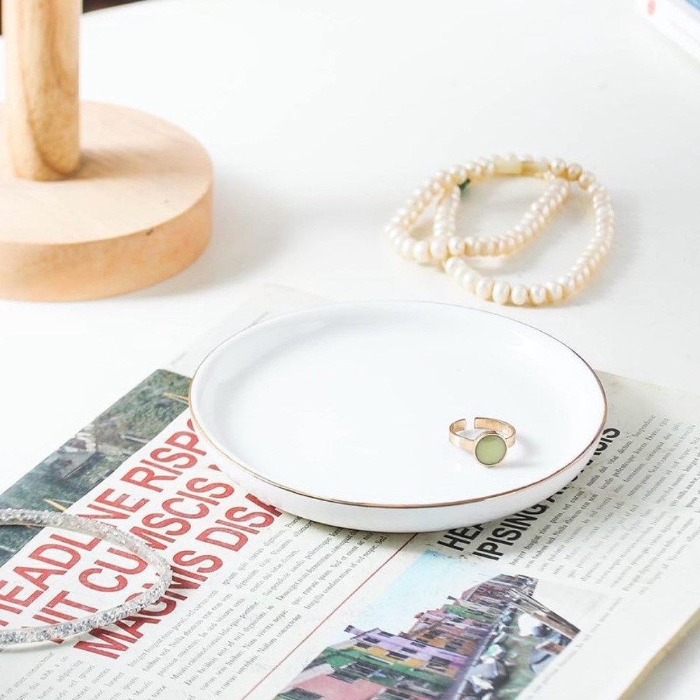 Ceramic White and Gold Jewelry Dish